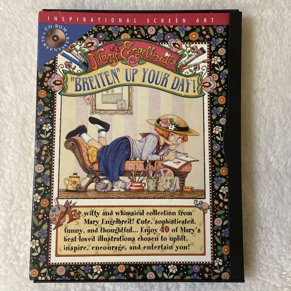 Mary Englebreit CD Rom Computer Screen Saver Breiten Up Your Day 2000 Rare Art